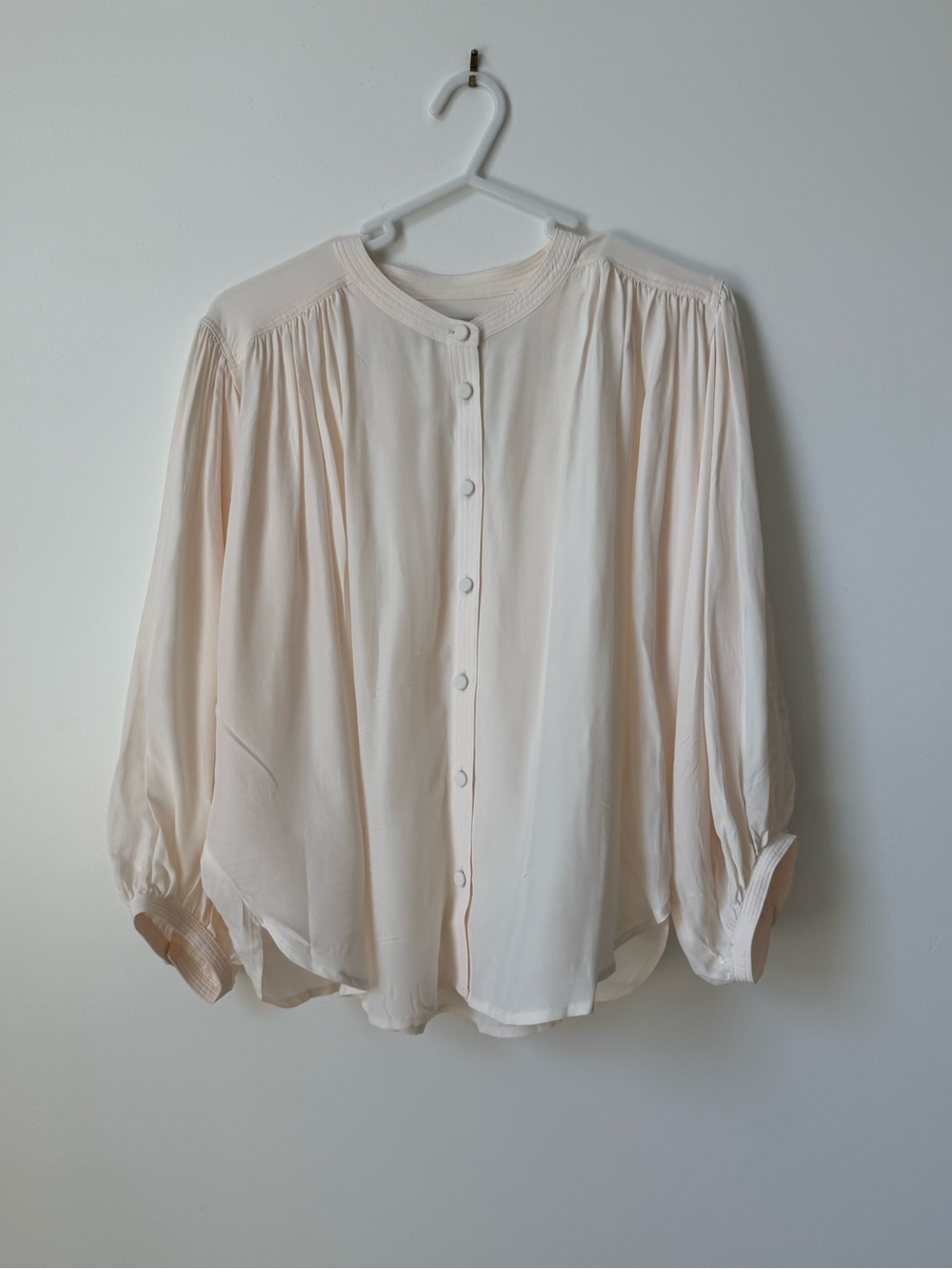 NWT Madewell Shirred Crewneck Button-Up Top size M - Picture 6 of 8
